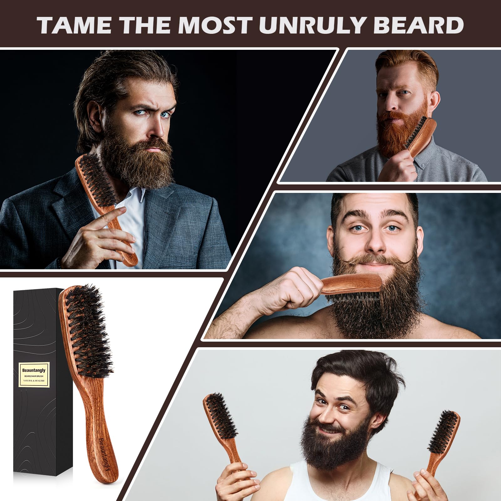 Hair Brush for Men 100% Boar Bristle Hair Brush for Men Women’s Hair Smoothing, Styling, Detangling, Moisturizing - Image 4
