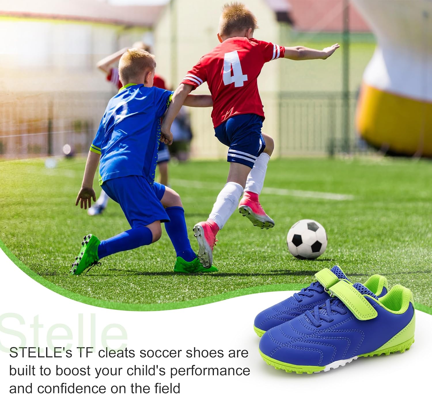Stelle Boys Girls Indoor Soccer Shoes Kids Turf Shoes Baseball/Softball Futsal Athletic Cleats for Toddler/Little/Big Kid - Image 5