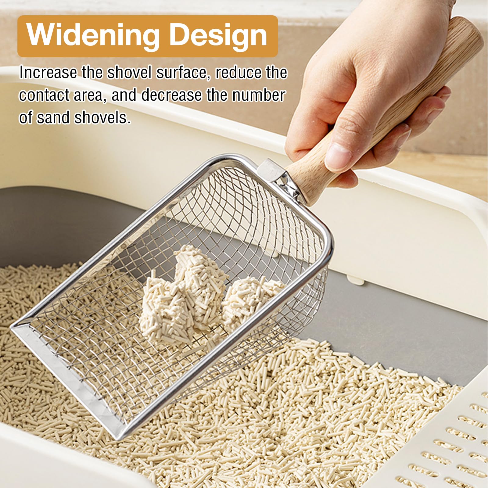 Cat Shovel Stainless Steel for Cat Litter Tray 5 mm Pore Size Metal Cat Scoop - Image 2