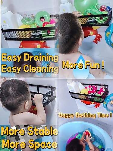 Miniatura 6 de PUSDON Cestas de almacenamiento colgantes para montaje en pared, estante de almacenamiento de alambre de metal para cocina, baño, ducha, estante de