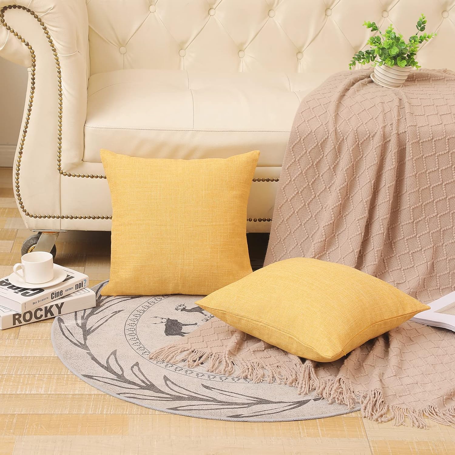 Throw Pillow Covers - 18 x 18 Inch Pillow Covers, Pack of 2, Linen Decorative Square Throw Pillow Covers, Zipper Hidden Decorative Pillows for Sofa Couch Decoration : Everything Else