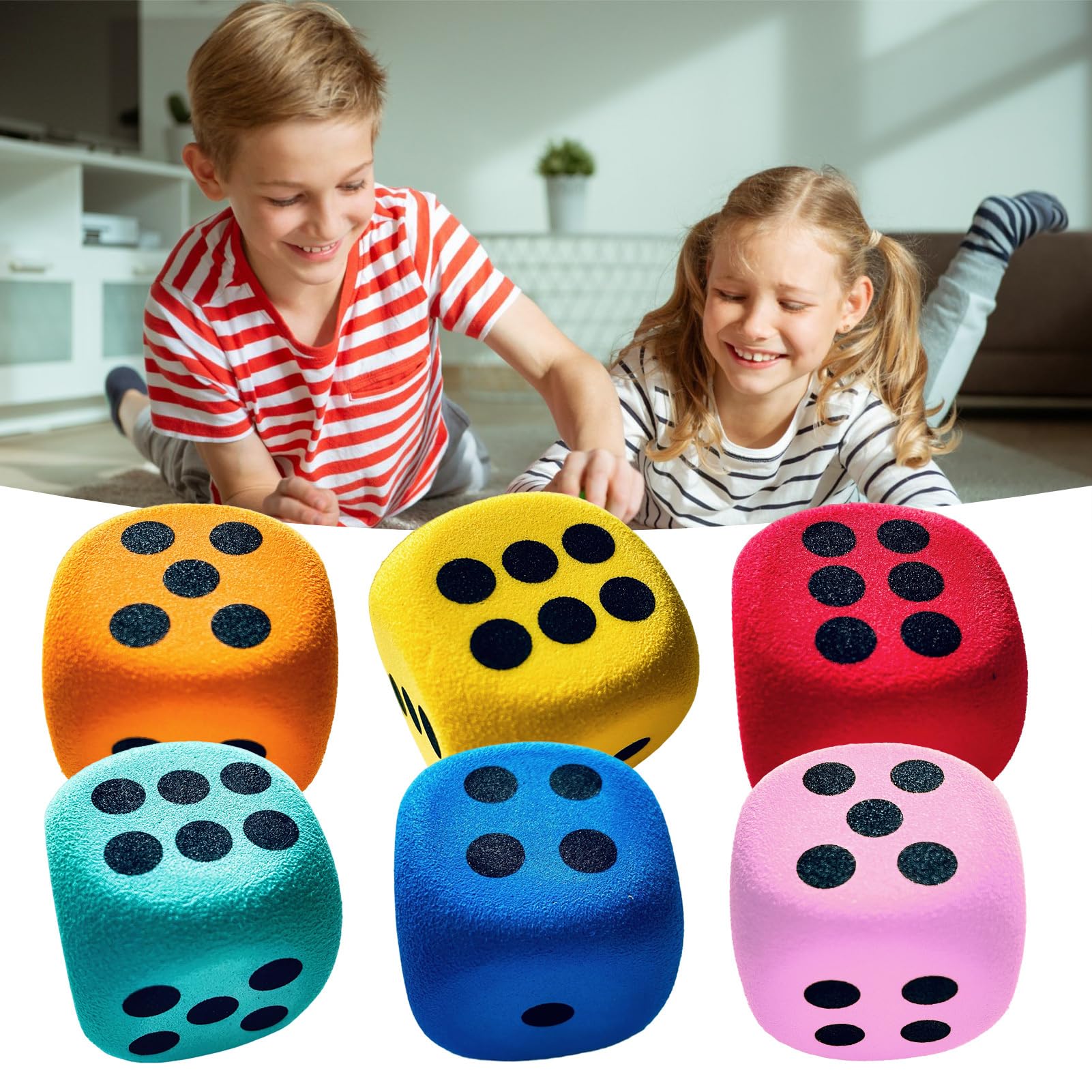 Grandi Dadi In Schiuma - 6 Dadi Morbidi In Spugna Da 4 Cm Con Bordi Arrotondati | Giocattolo Sicuro per Bambini Dai 3+ Supporto Didattico per Casa Scuola Viaggio e Famiglia