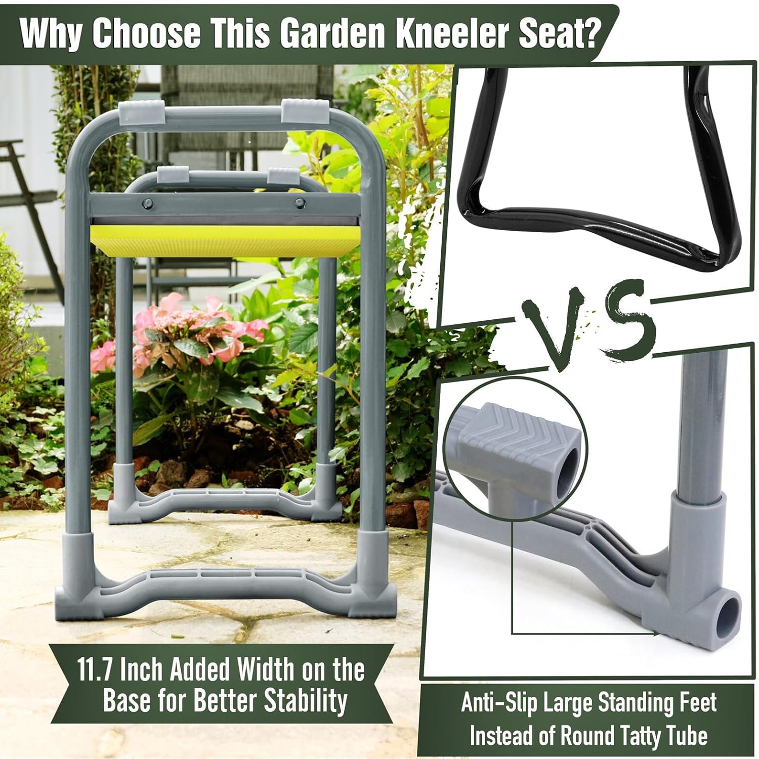 Jardineer Garden Kneeler and Seat Heavy Duty with Handles - 2-in-1 Foldable Padded Gardening Kneeler for Seniors, Ergonomic Yellow Kneeling Bench & Pad, Bypass Pruner Included (330lbs Capacity)