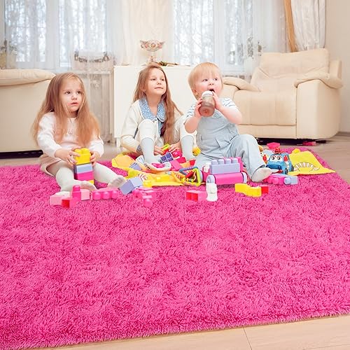 Miniatura 2 de Keeko Alfombra de área esponjosa de 4 x 5.3 pies, bonita alfombra de pelo largo para dormitorio, alfombras de pelo alto para sala de estar,