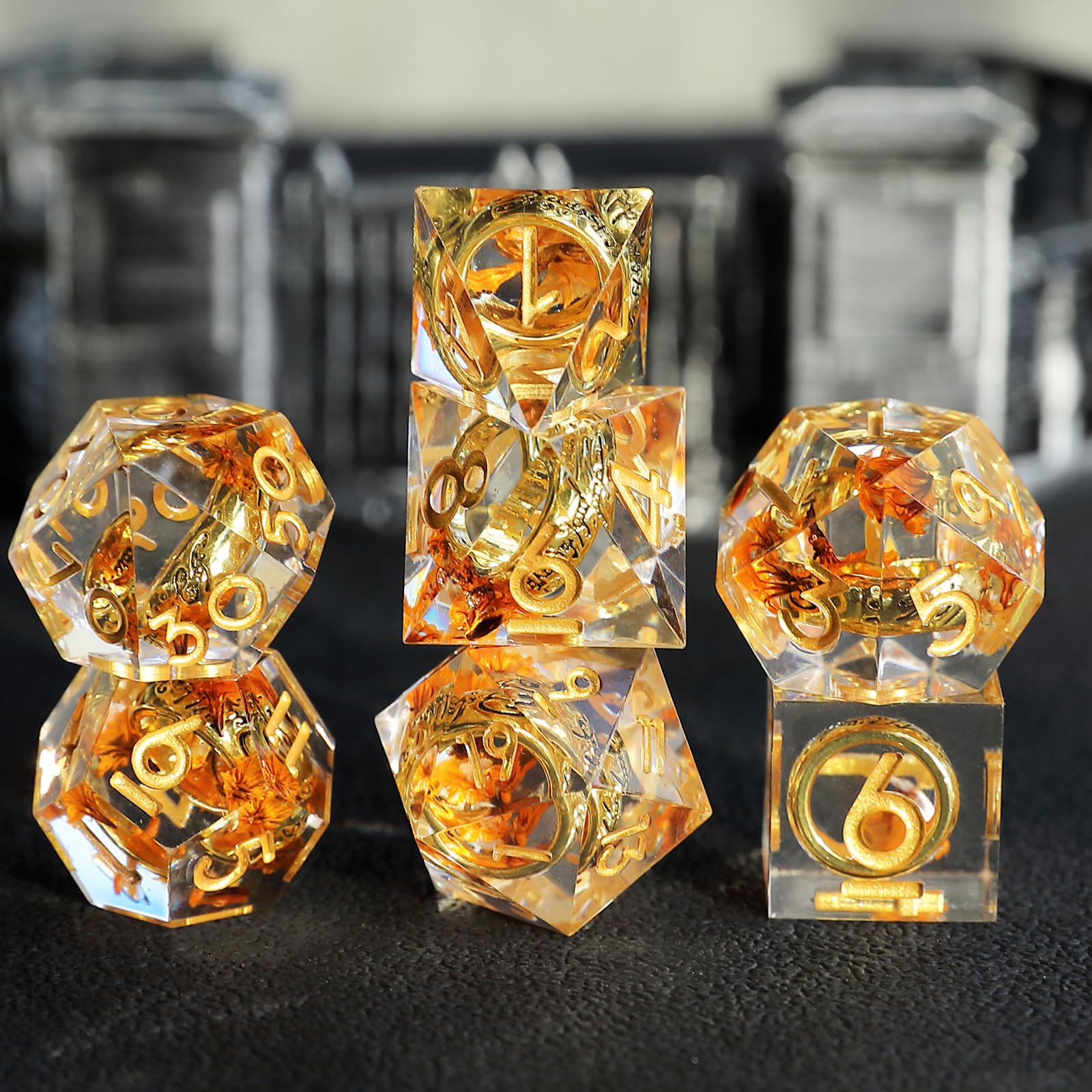 Lord of The Rings DND Dice Set 7pcs D4 D6 D8 D10 D12 D20 D% Polyhedral Handmade Resin D&D Dice for Dungeons and Dragons Pathfinder Roll Playing Table Games RPG MTG Games with Gift Box