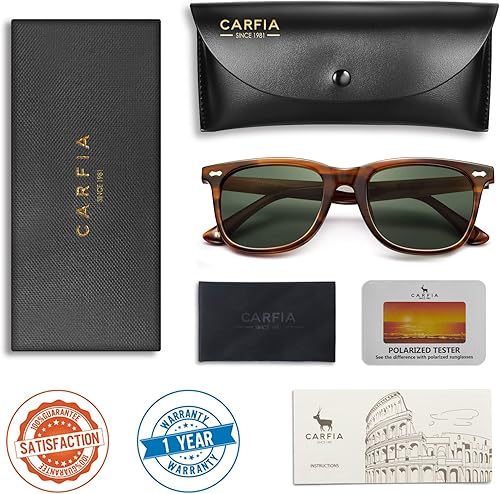 Miniatura 6 de CARFIA Lentes de sol polarizados cuadrados para hombre, protección UV400, acetato retro, hechos a mano, hechos a mano