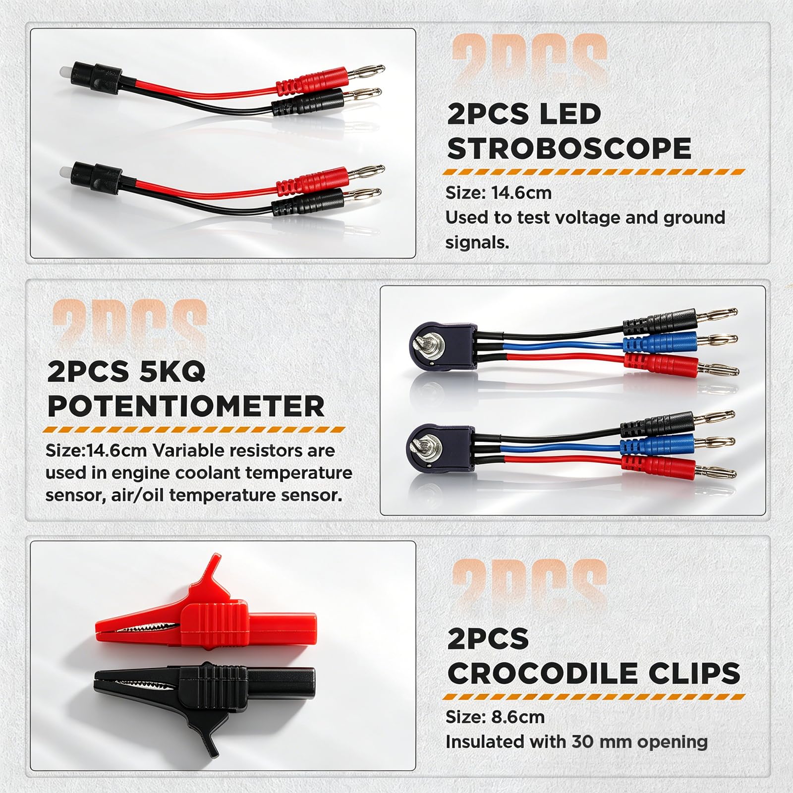 92tlg Kfz Messleitungs-Set mit SRS Messspitzen kompatibel Multimeter | Mit Nadel-/Flachadaptern, kompatibel Multimeter & Oszilloskop，Hitzebeständige Kabel, strukturierter Koffer