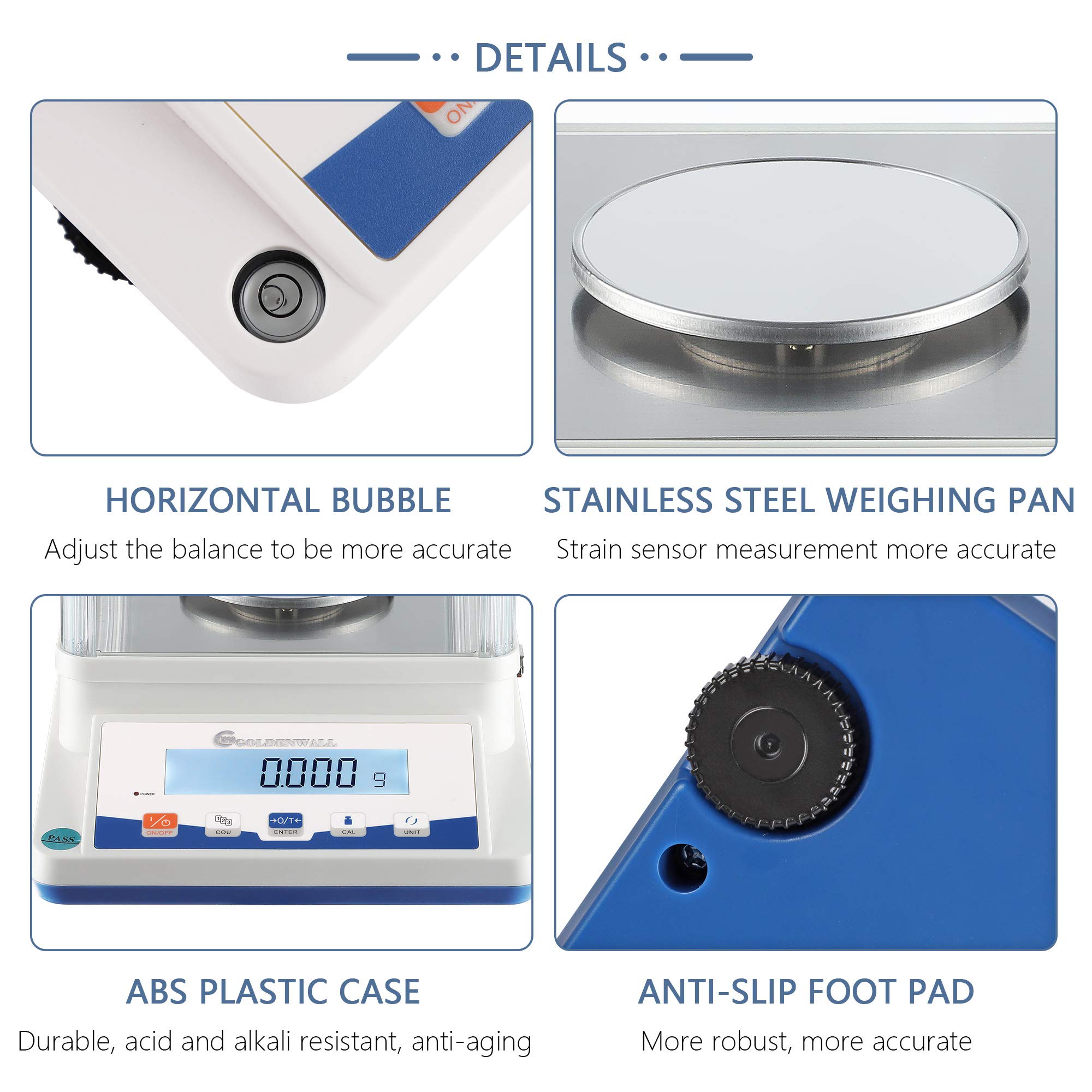 CGOLDENWALL 210g, 0.001g Balanza de Laboratorio de Alta Precisión Báscula Digital Analítica 1mg para Laboratorio, Farmacia, Escuela, Pesaje de Joyas