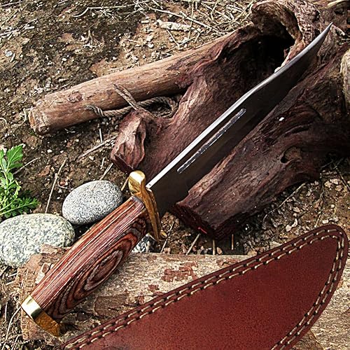 Miniatura 8 de Armory Replicas Coyote Code of the West - Cuchillo de caza táctico prémium para caza, campamento y supervivencia, hoja forjada, agarre de madera