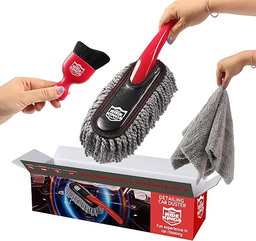 Miniatura 8 de Kit de detallado de coche - 3 paquetes plumero de coche, cepillo de limpieza interior, toallas de microfibra  Herramientas de detalle