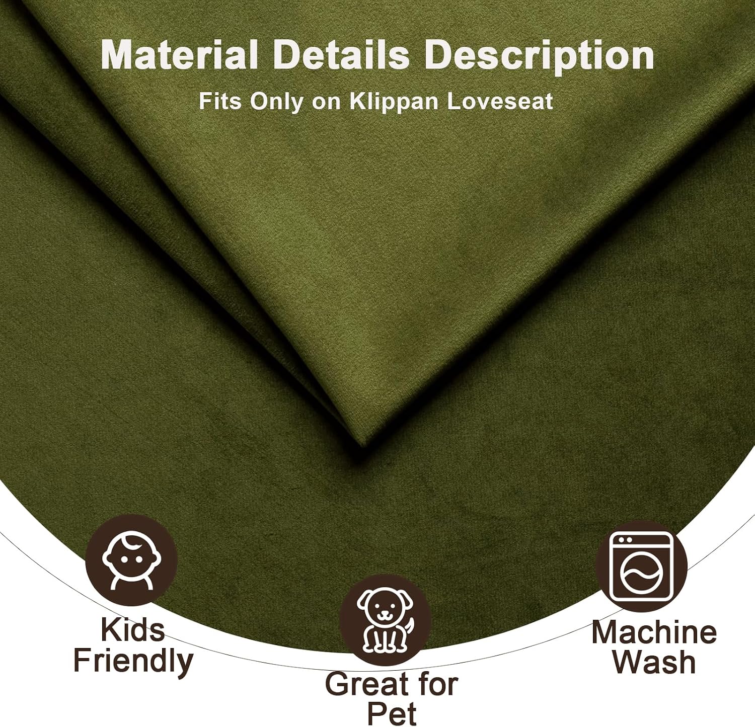 Velvet Replacement Slipcover for IKEA Klippan 2-Seater Loveseat, Klippan Cover Only, Sofa Not Included, Green