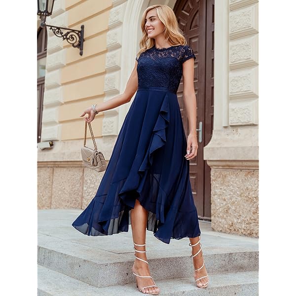 Miusol-Womens-V-Neck-Elegant-Lace-Ruffle-Bridesmaid-Maxi-Dress Miusol Women's V Neck Elegant Lace Ruffle Bridesmaid Maxi Dress (X-Large, Magenta)