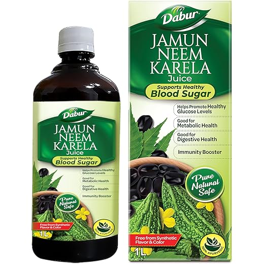 Dabur Jamun Neem Karela Juice - 1L | Helps Control Blood Sugar Level & Reduces Bad Cholesterol | Good for Metabolic & Digestive Health | Ayurvedic Health Juice For Diabetic Care