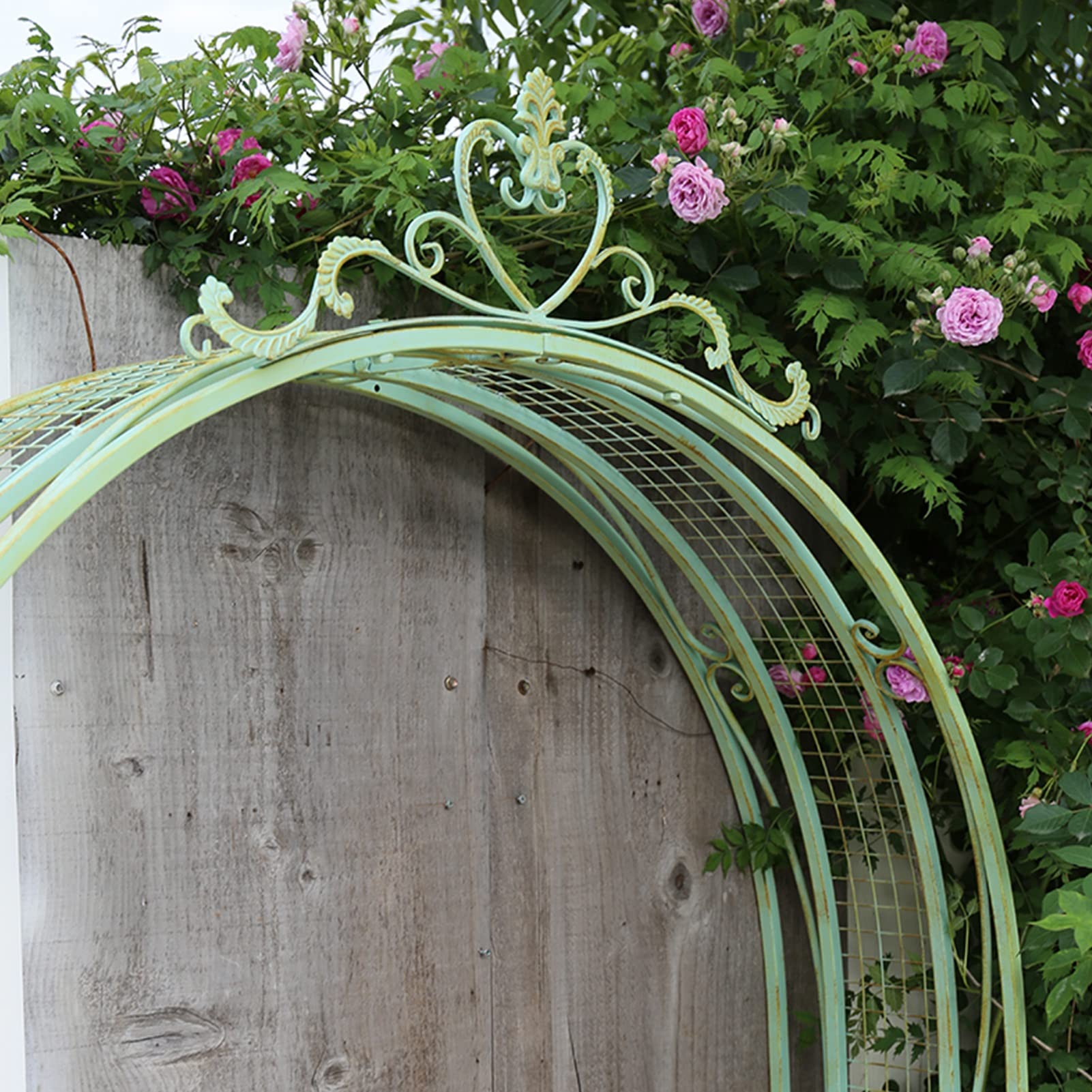 Gartenbogen aus Eisen, Vintage-Stil, Wandmontage, Kletterrose, Rankgitter für Eingang, Veranda, Gehweg, Dekoration, Retro, rustikales Design für Pflanzen und Blumen