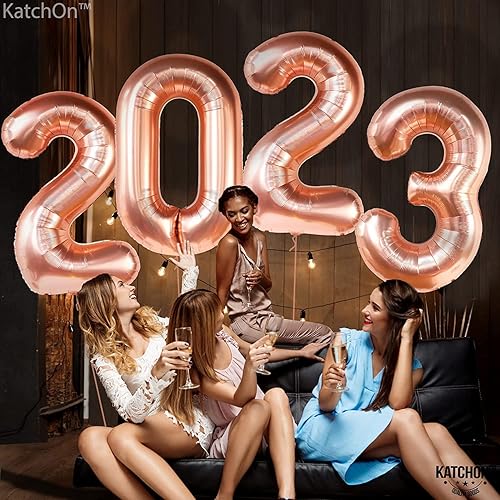 Miniatura 6 de Globos enormes de oro rosa 2023 40 pulgadas, suministros de fiesta de Año Nuevo 2023 Globos de Año Nuevo, decoraciones de Año Nuevo 2023 Globos