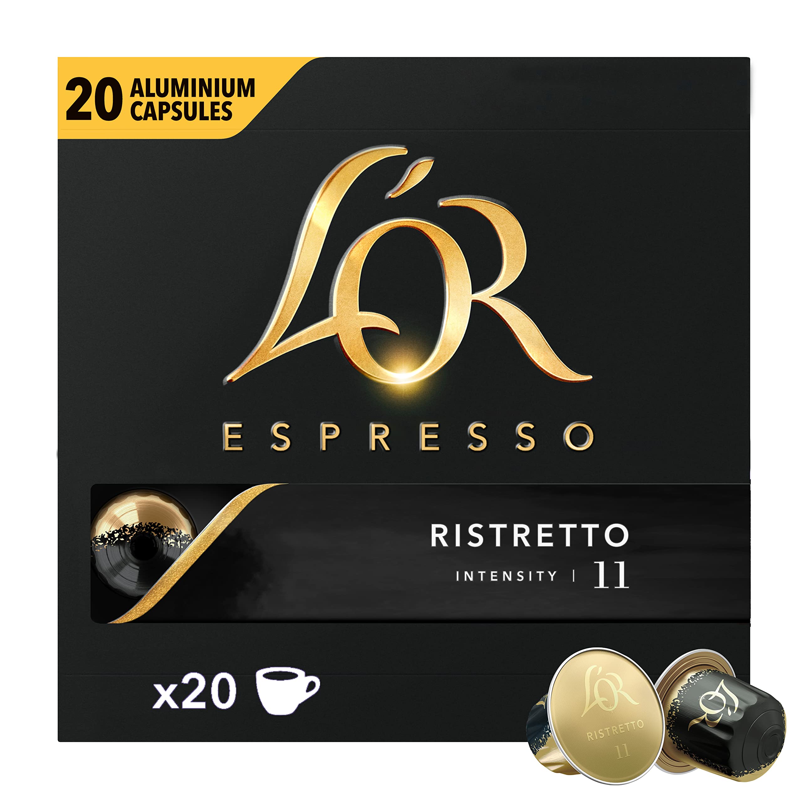 L'Or Espresso Café - 200 Capsules Ristretto Intensité 11 | Compatibles Nespresso®*, lot de 10 x 20 capsules aluminium