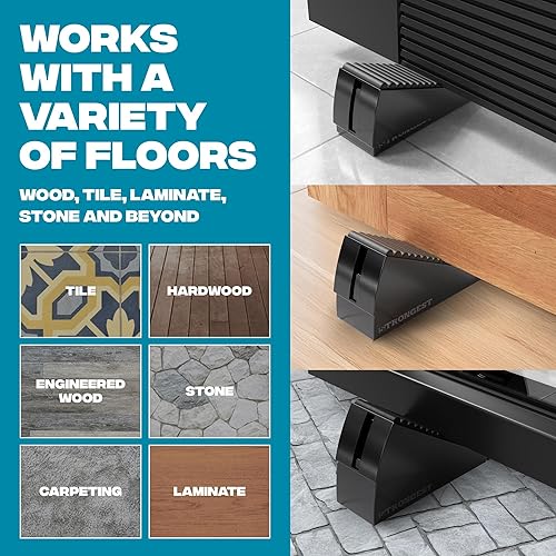 Vista 16 de Strongest Home Cuña de tope de puerta resistente (6 piezas cromadas), tope de puerta de goma antideslizante y metal para puertas pesadas, funciona