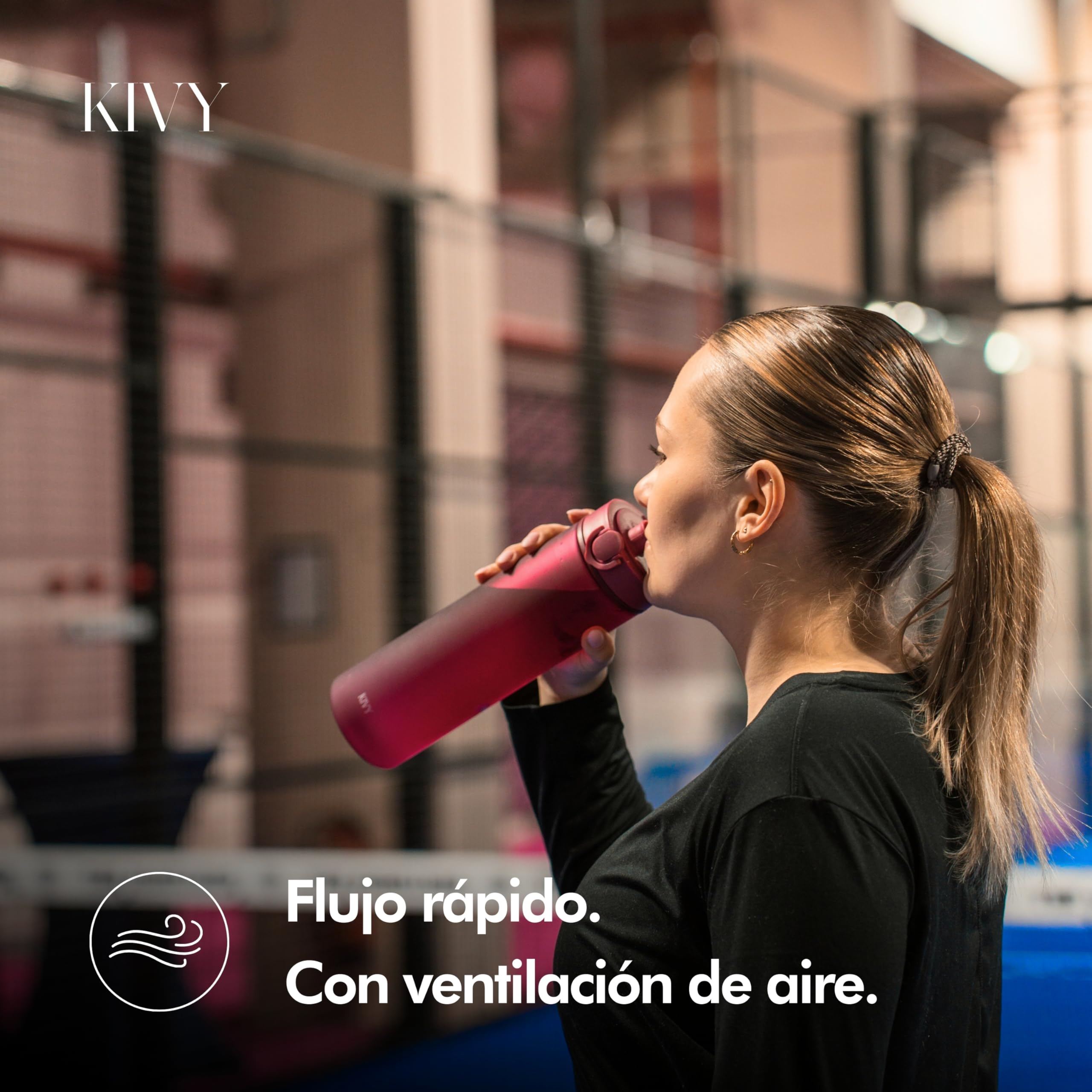 KIVY Tritan Botella de Agua 1L [IRROMPIBLE] - Water Bottle Sin BPA para Gimnasio, Gym & Deporte - Garrafa Reutilizable de Plástico Apto Lavavajillas - Cantimplora Deportiva, Oficina y Escuela - Blanco — view 5