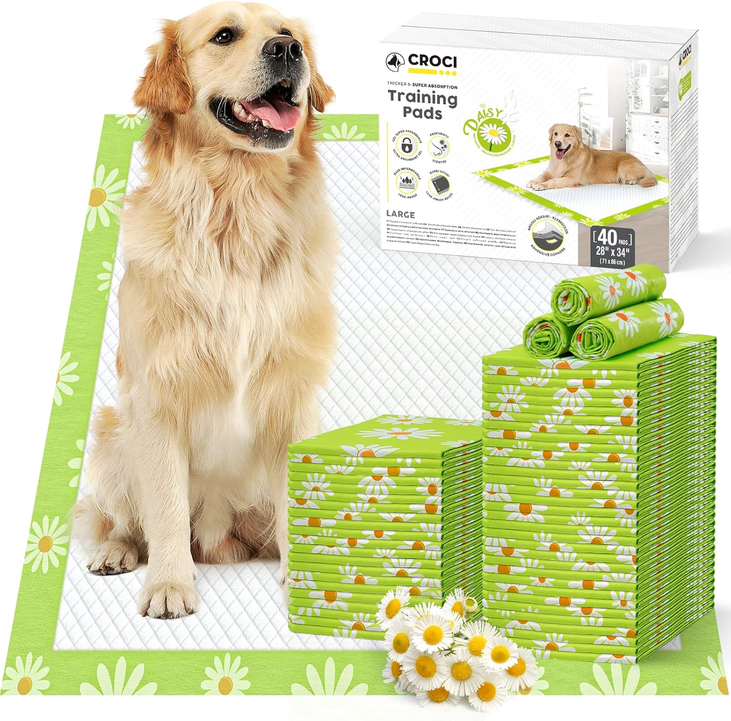 CROCI Puppy Pads Daisy Fragrance 28x34in Large, Odor