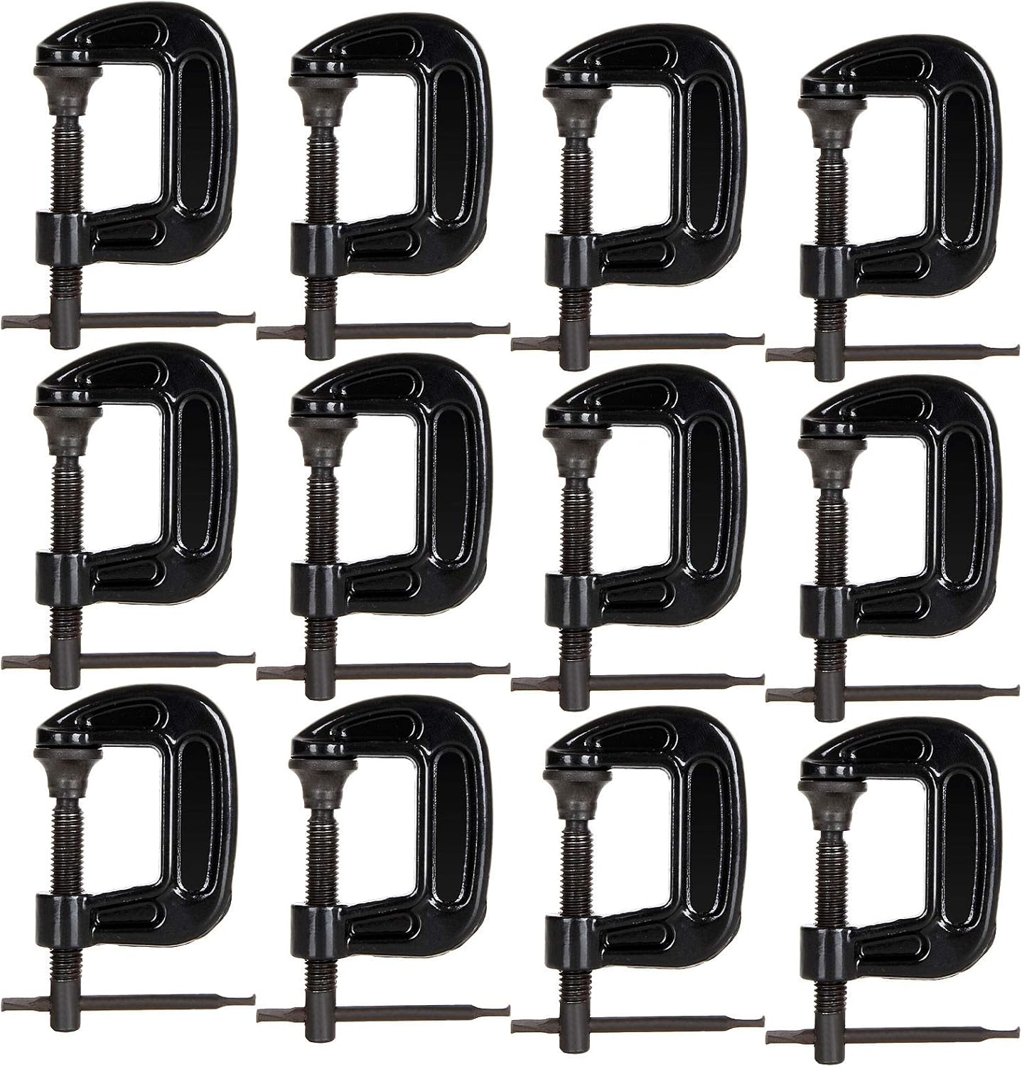Abuff 1 Inch C-Clamp Set, 12-Pack Quality Iron C Clamps, Clamps for Woodworking, Welding and Building