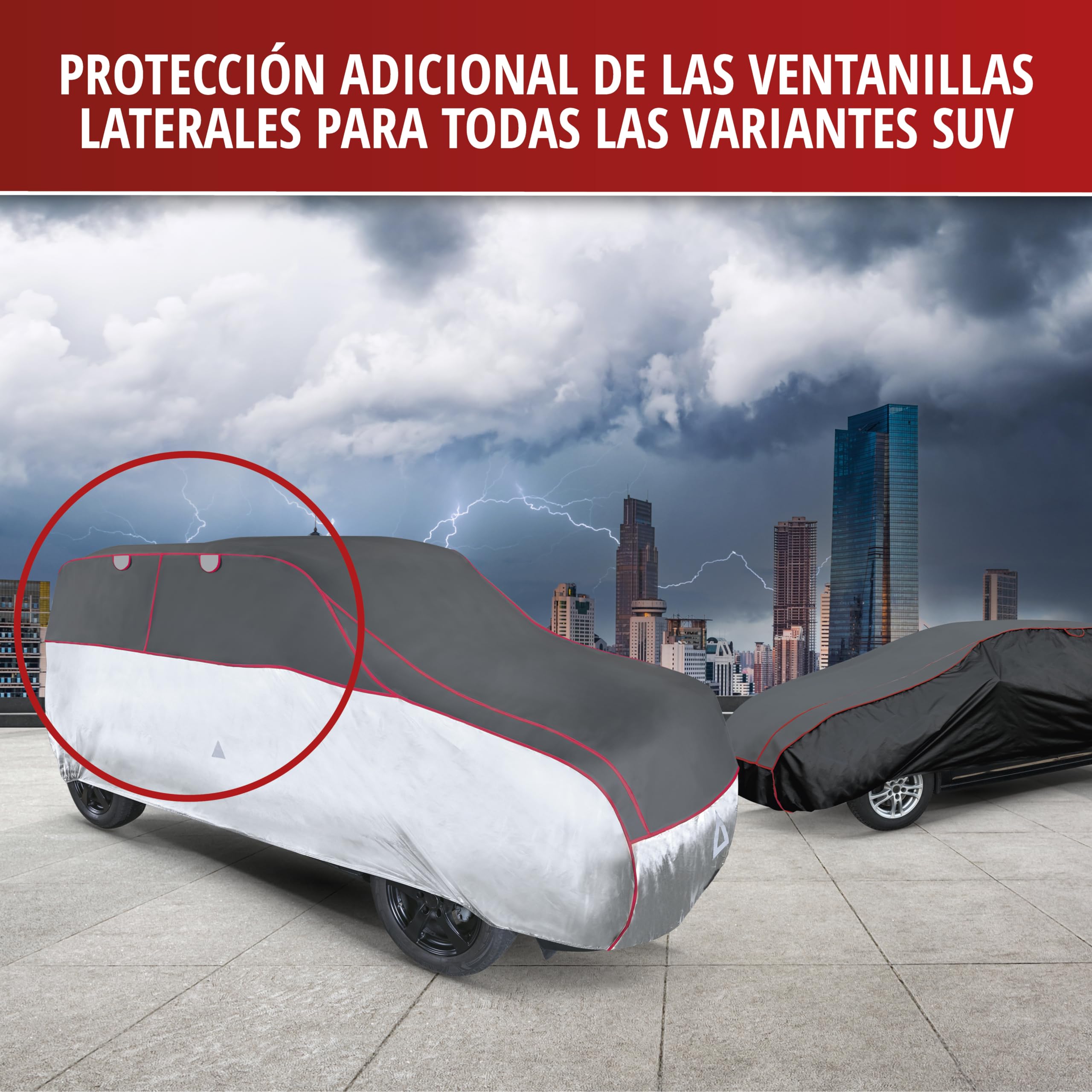 WALSER Funda antigranizo para el Coche Pro, Funda Repelente al Agua antigranizo para automóvil, Lona para Coche, Funda para Coche Talla 9 - Antracita-Plata
