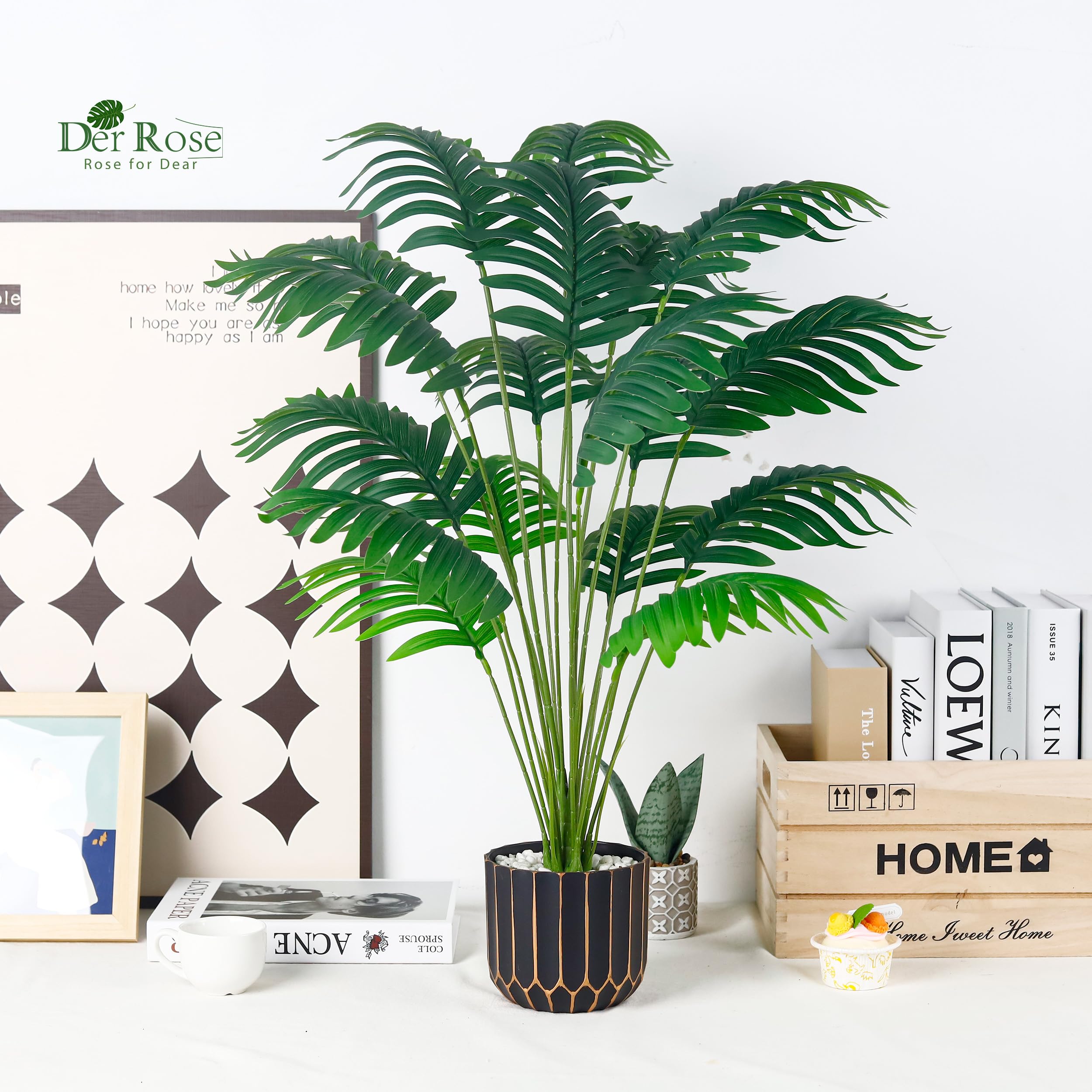 Der Rose - Grande palma artificiale in vaso - Piante Monstera artificiali da interno per casa, portico, terrazzo, soggiorno, bagno, decorazione esterna