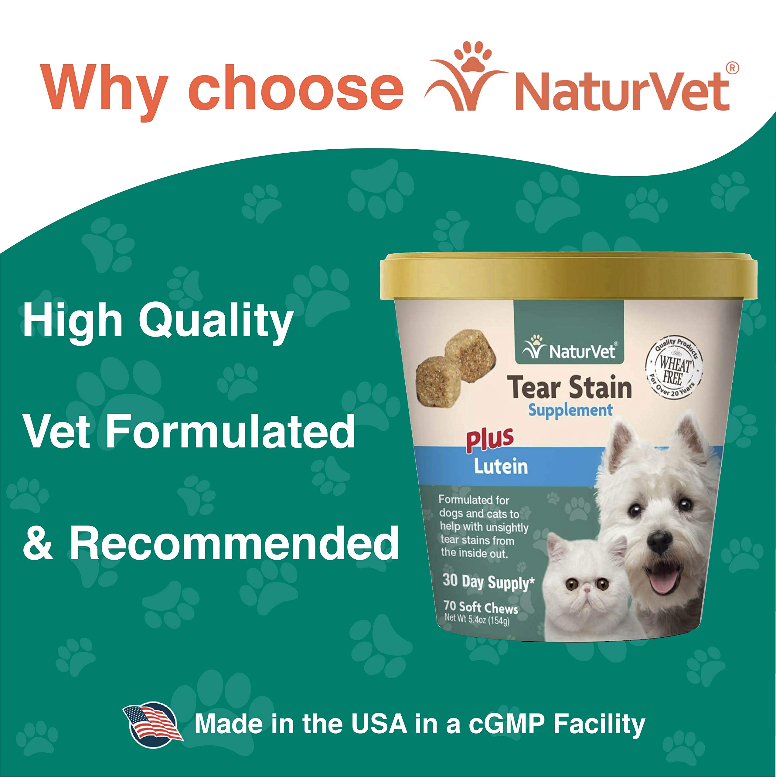 NaturVet Tear Stain Plus Lutein Eliminates Unsightly Tear Stains