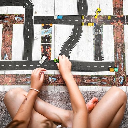 Miniatura 65 de Cinta negra de 30 x 4 pulgadas, cinta negra de auto ideal para niños, rollo de pegatinas para sets de carros y trenes, se pega al piso y las Asfalto