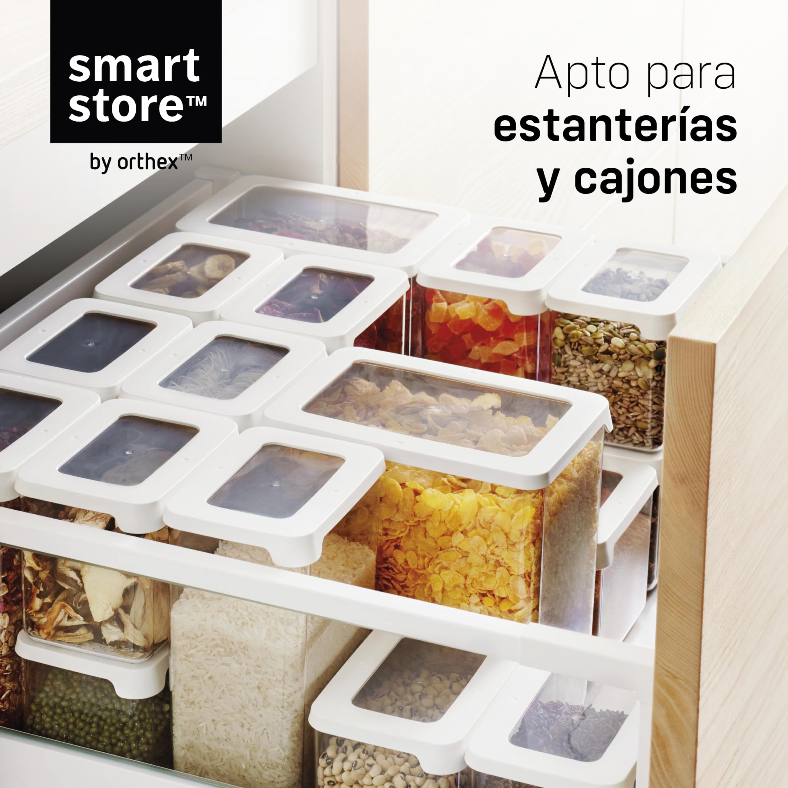 SmartStore Recipientes herméticos transparentes para alimentos secos con tapas, 3,5 L, juego de 4, sin BPA, aptos para lavavajillas, recipientes apilables de