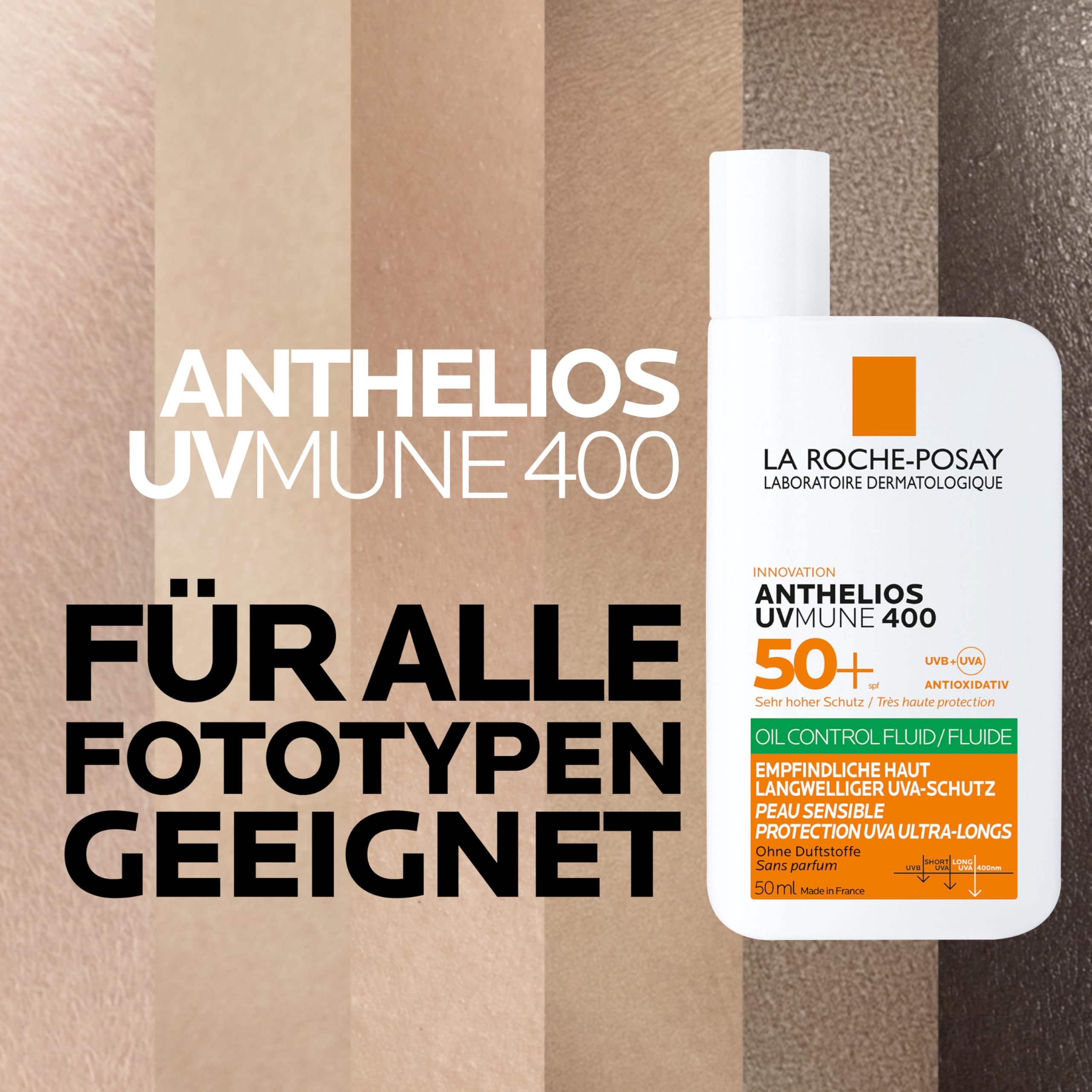 La Roche-Posay Anthelios Oil Control Fluid Ohne Duftstoffe UVMune 400 LSF 50+ mit Mexoryl 400 für ölige und empfindliche Haut
