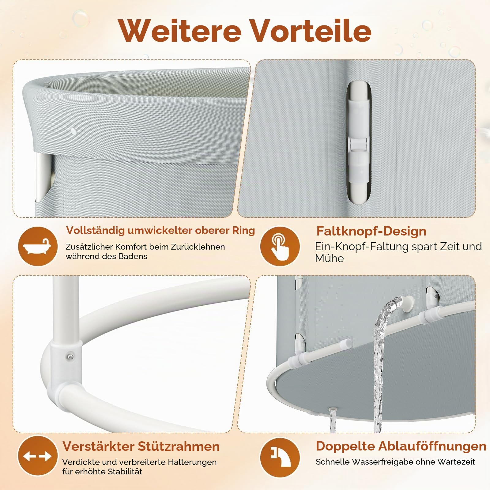 Faltbare Tragbare Badewanne für Dusche, Faltbare Badewanne für Erwachsene und Kinder,Freistehende Badewanne für Heißes Bad und Eisbad ((Ovale Klappbadewanne))