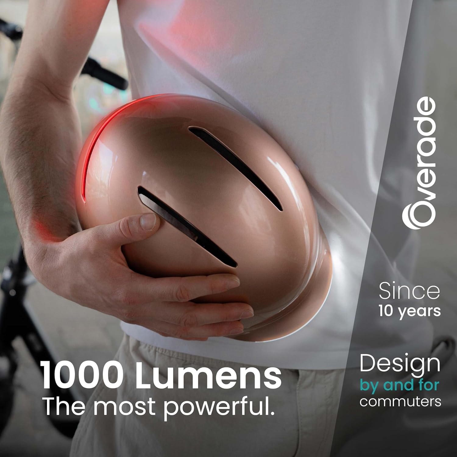 Overade Innovation - 'Life' Helmet for Bicycle and Scooter, with Powerful Front/Rear Light, Including Oximote Flashing Remote Control, One Size fits All. - Image 2