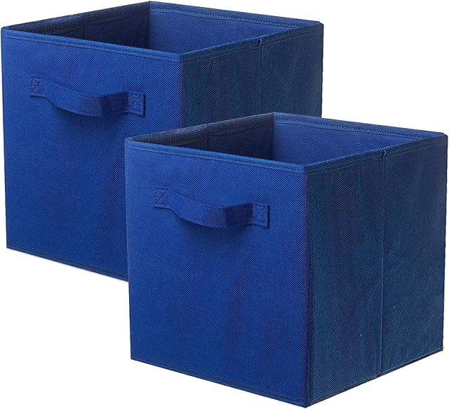 PowerKing Storage Bins, Foldable Fabric Storage Cubes And Cloth Storage Organizer Drawer For Closet And Toys Storage,2 PackDark Blue