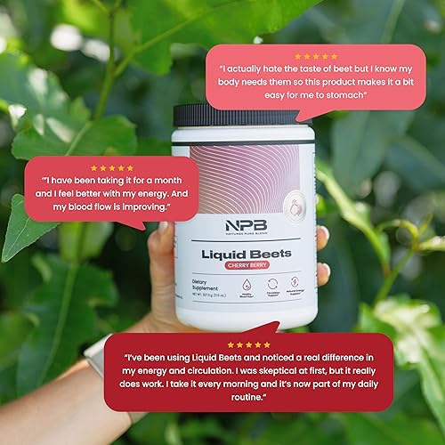 Miniatura 7 de Nature's Pure Blend - Remolacha líquida (polvo de raíz de remolacha orgánica 8,000 mg), ayuda a la circulación, la salud del corazón - Energía -