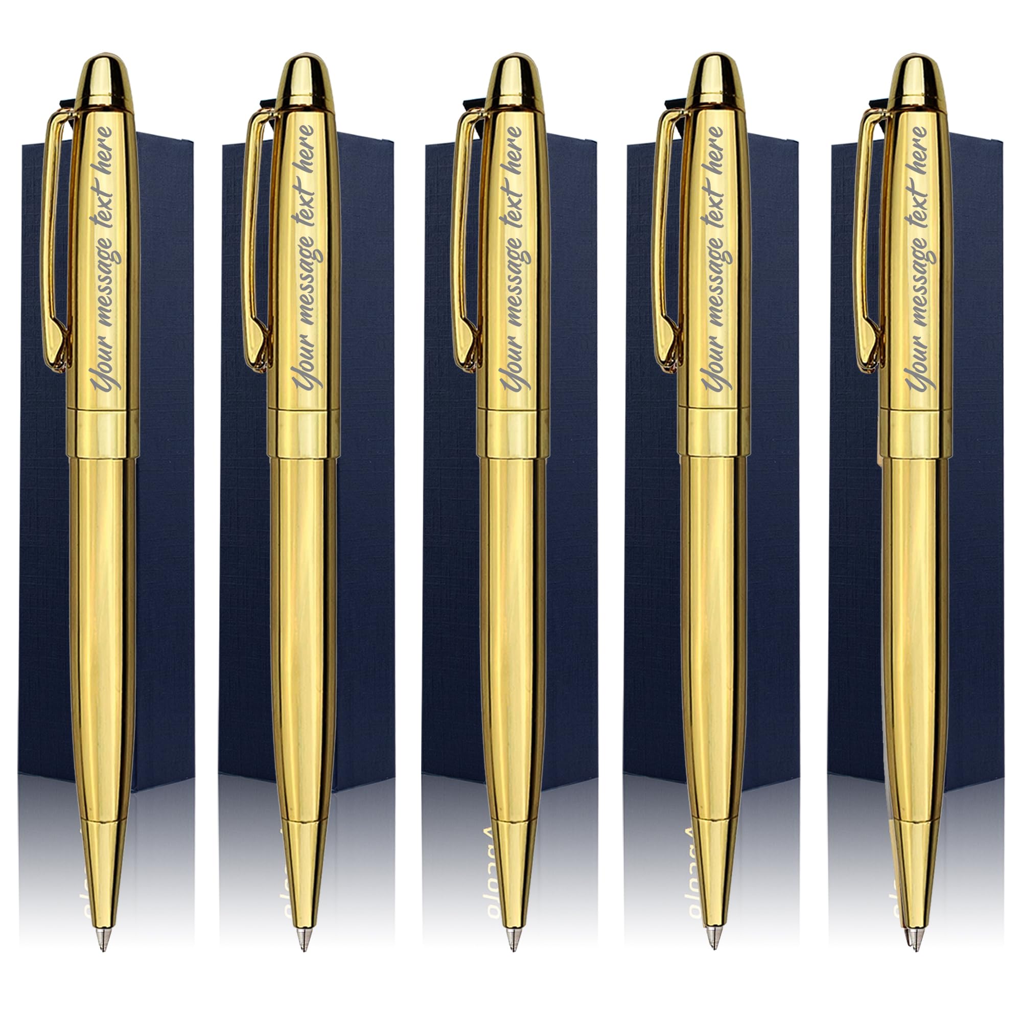 Ancolo Personalized Retractable Ballpoint Pens Stainless Steel Fancy Pens Engraved with Your Name Logo or Message, Phone Number Black ink Perfect for