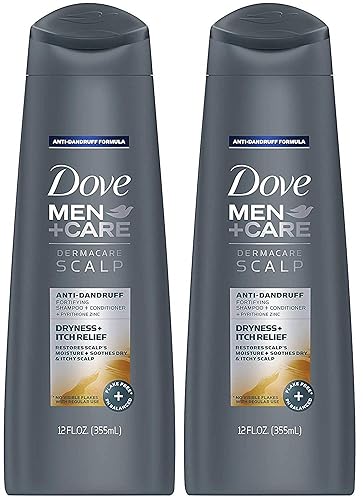 Dove Men + Care Dermacare Scalp - Champú anticaspa + acondicionador 2 en 1 - Resequedad + alivio de picazón - Peso neto 12 onzas líquidas (12.0 fl