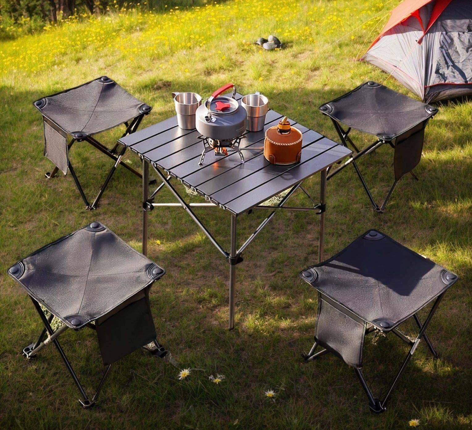 Paquete de 2 taburetes portátiles de camping de 13 pulgadas (negro), taburete con bolsa de transporte, conveniente para viajes, barbacoas, pesca, senderismo, taburete plegable al aire libre