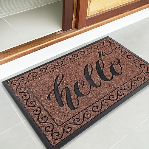 Miniatura 7 de Yimobra Hello - Tapete para puerta delantera, de bienvenida al aire libre, para entrada exterior, antideslizante, resistente para la entrada del
