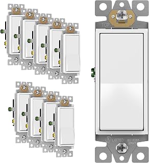 ENERLITES 93150-W 3-Way Decorator Rocker Light Switch 15A 120/277V White 10-Pack UL Listed Residential Grade