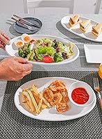 Vista 7 de Sweese 750.101 - Platos ovalados de porcelana blanca para fiestas, bandejas ovaladas grandes para servir platos de pescado, carne, restaurante