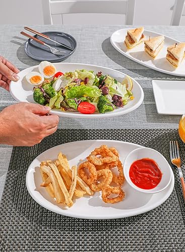 Miniatura 7 de Sweese 750.101 - Platos ovalados de porcelana blanca para fiestas, bandejas ovaladas grandes para servir platos de pescado, carne, restaurante