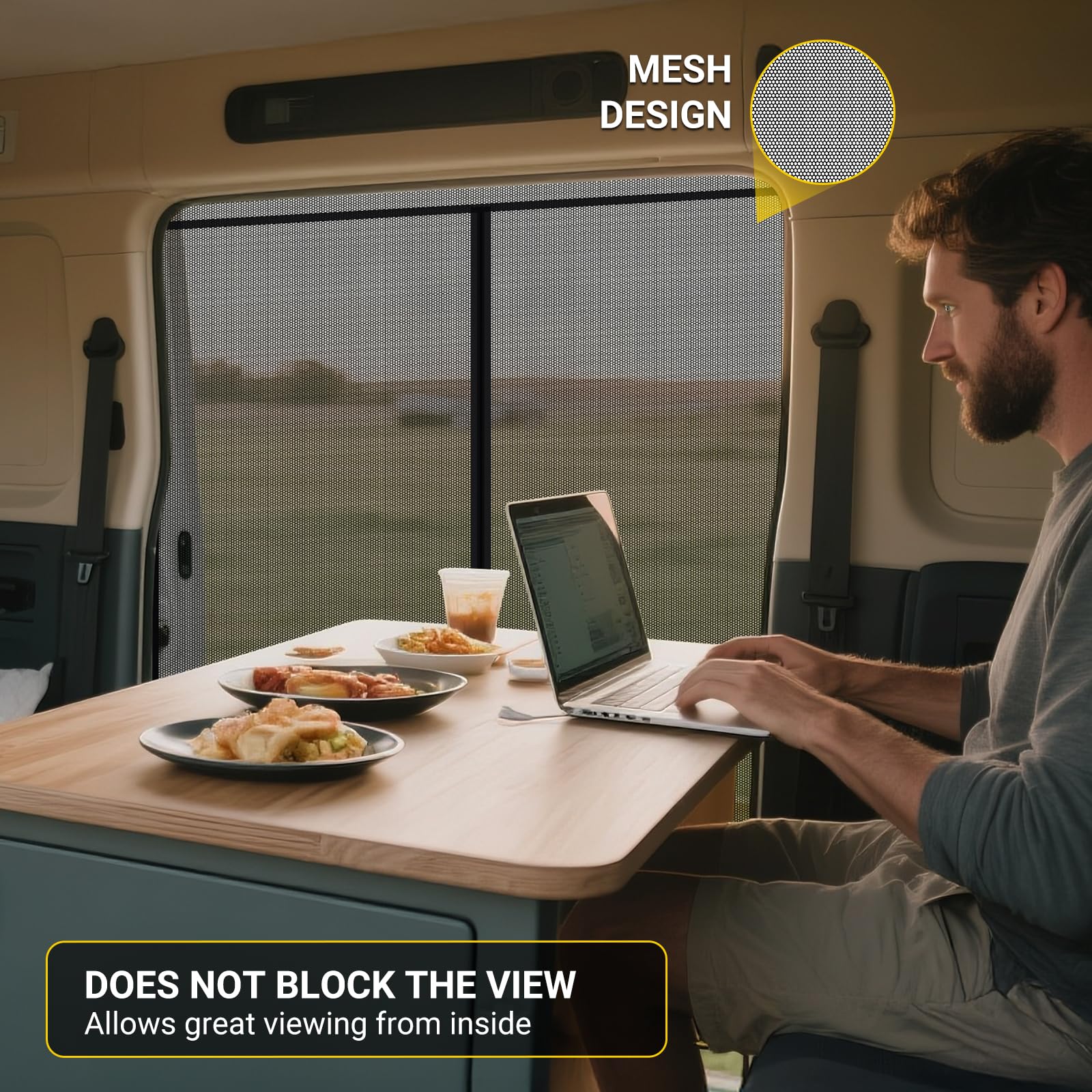 Moskitonetz Magnetico per VW T5 T6 Porta Scorrevole | Zanzariera con Cerniera Centrale | Protezione Solare come Accessorio da Campeggio per Multivan