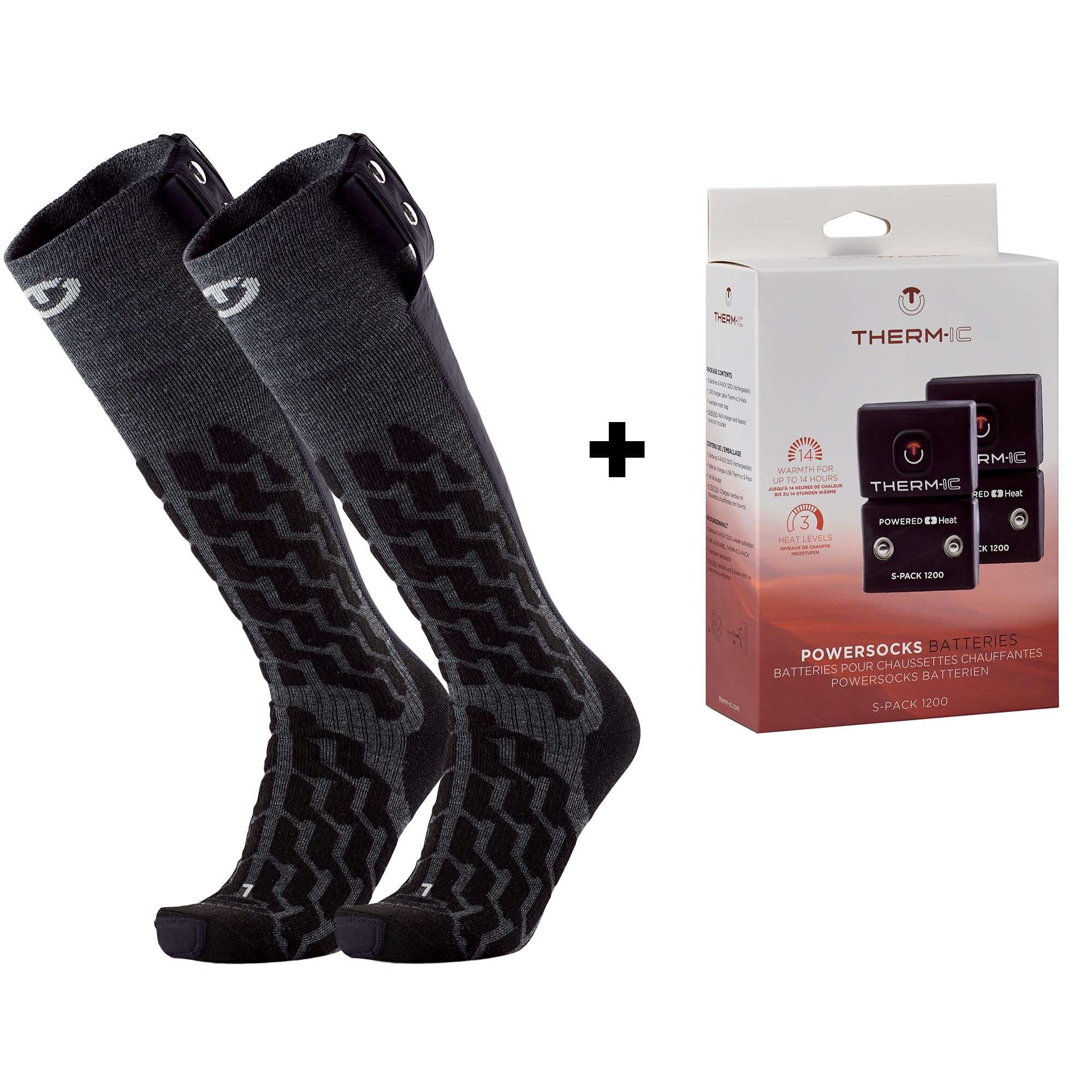 Therm-ic Zestaw PowerSock Heat Fusion Uni+ SPack 1200 (rozmiar: 45,0-47,0, czarny)