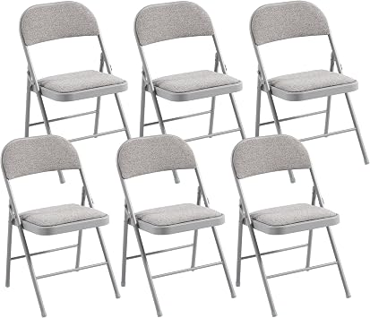 Charles Jacobs Cushioned Fabric Folding Chairs with a Grey Metal Frame - Set of 6