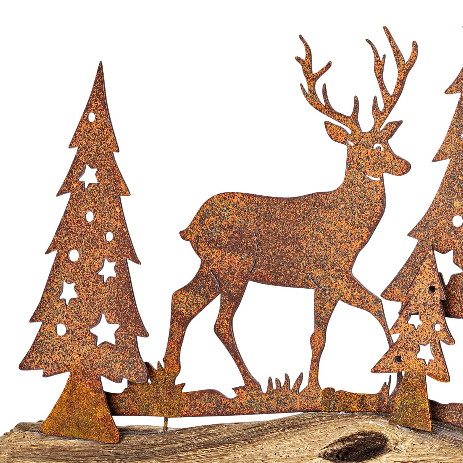 Weltbild Gartendeko Rost Wurzel Märchenwald - Weihnachtliche Waldtiere Figuren Rost Deko für Garten | Gartendeko Figuren Hirsch Deko | Holz Deko & rostige Gartendeko als Balkon Deko Fensterbank Deko