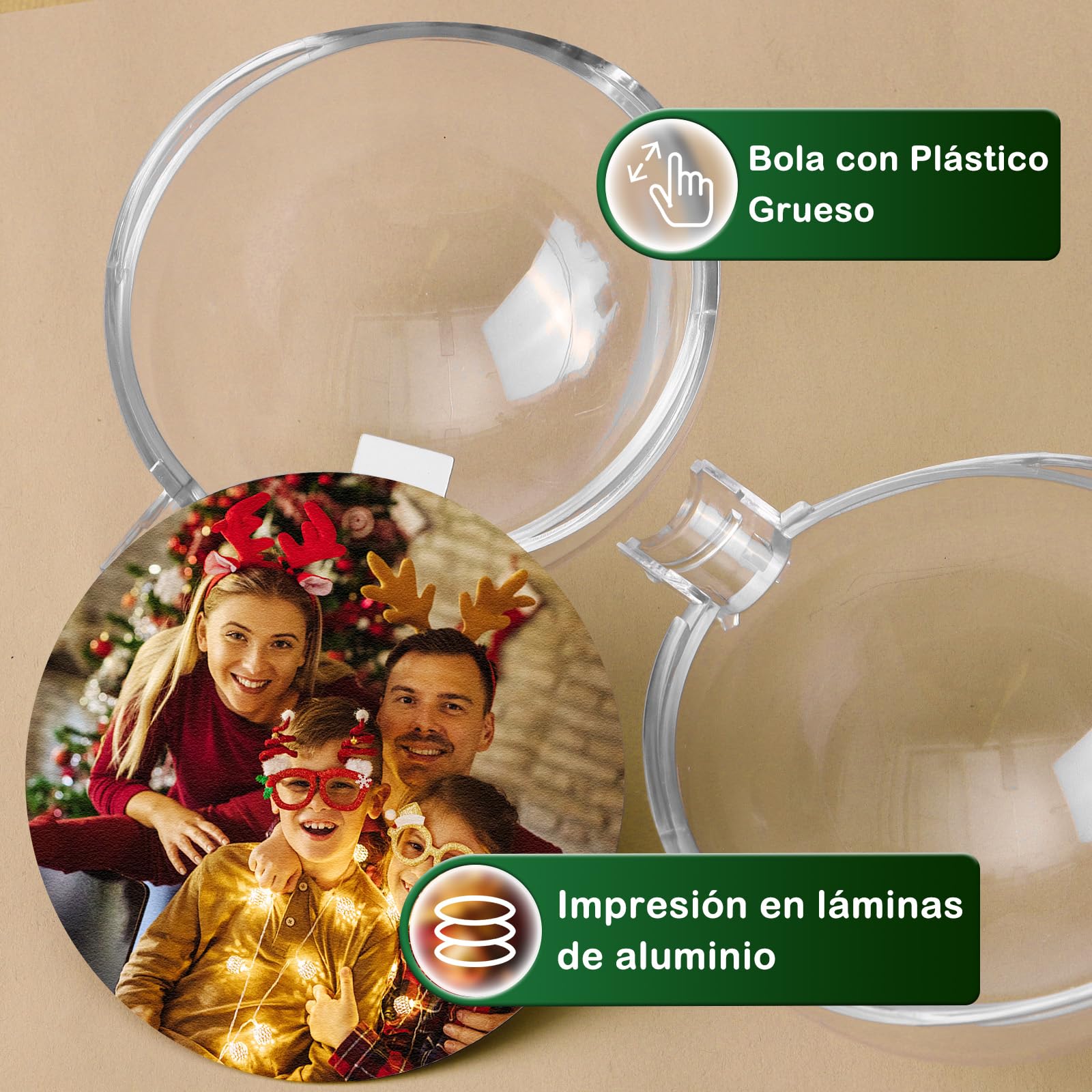 Bolas Navidad Personalizadas - Foto Impresa En Ambos Lados - Bolas Navidad Personalizadas-Adorno Navidad Personalizado, Adecuada para Familias, Regalo para Familiares, Amigos