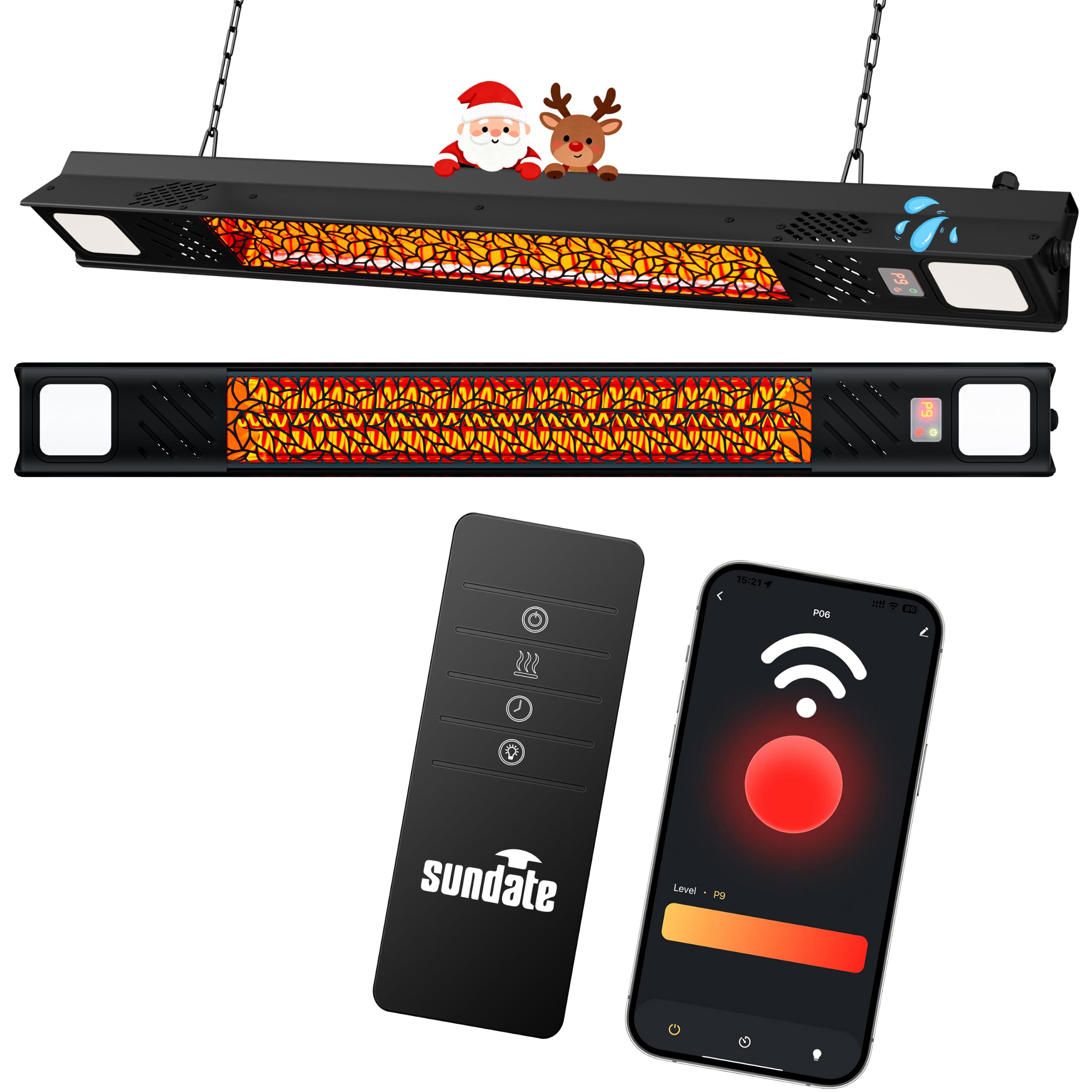 Photo 1 of Sundate Ceiling Electric Patio Heater with Light, Wifi Control, 1500W