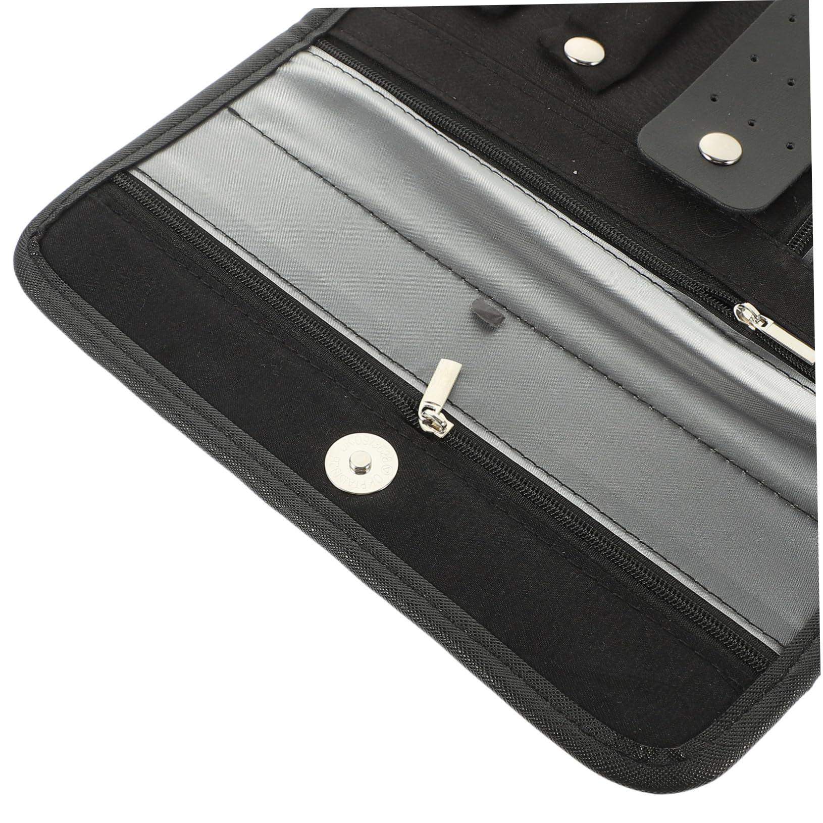 Faltbare Schmuckrolle Reise Organizer Schwarz aus Pu und Polyester