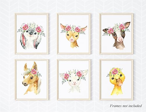 Miniatura 3 de Arte de pared de animales de granja (juego de 6 sin marco) pintura de acuarela para habitación de niños, papel de póster de 8 x 10 pulgadas, kit de