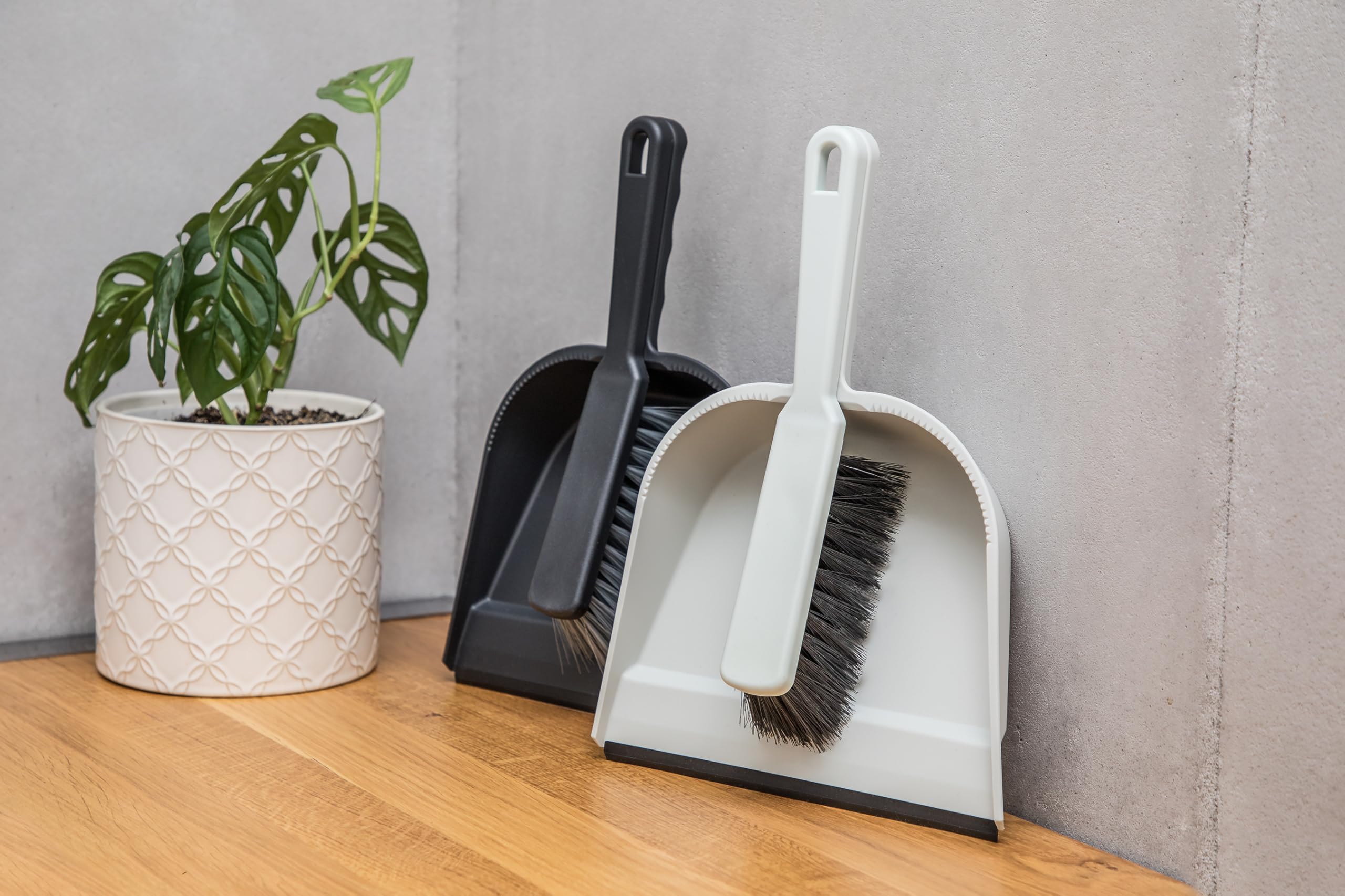 YORK Scopa e Paletta Spazzola e Paletta Paleta Combinata per la Pulizia dei Pavimenti Portatile con Manico Scopino Milleusi con Paletta Pratica e Robusta Plastica Colori Grigio